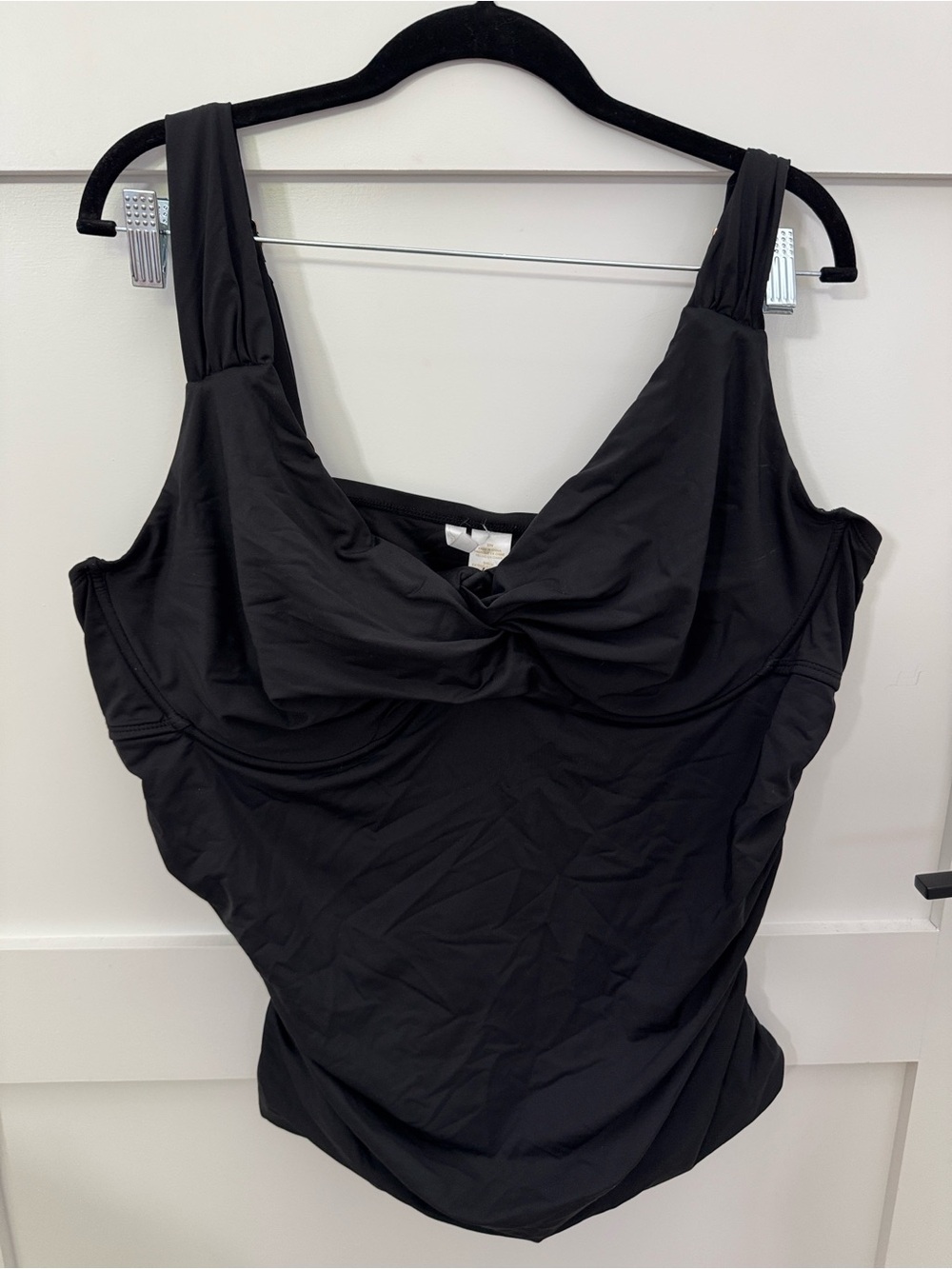 Anne Cole Black Twist-Front Tankini Top